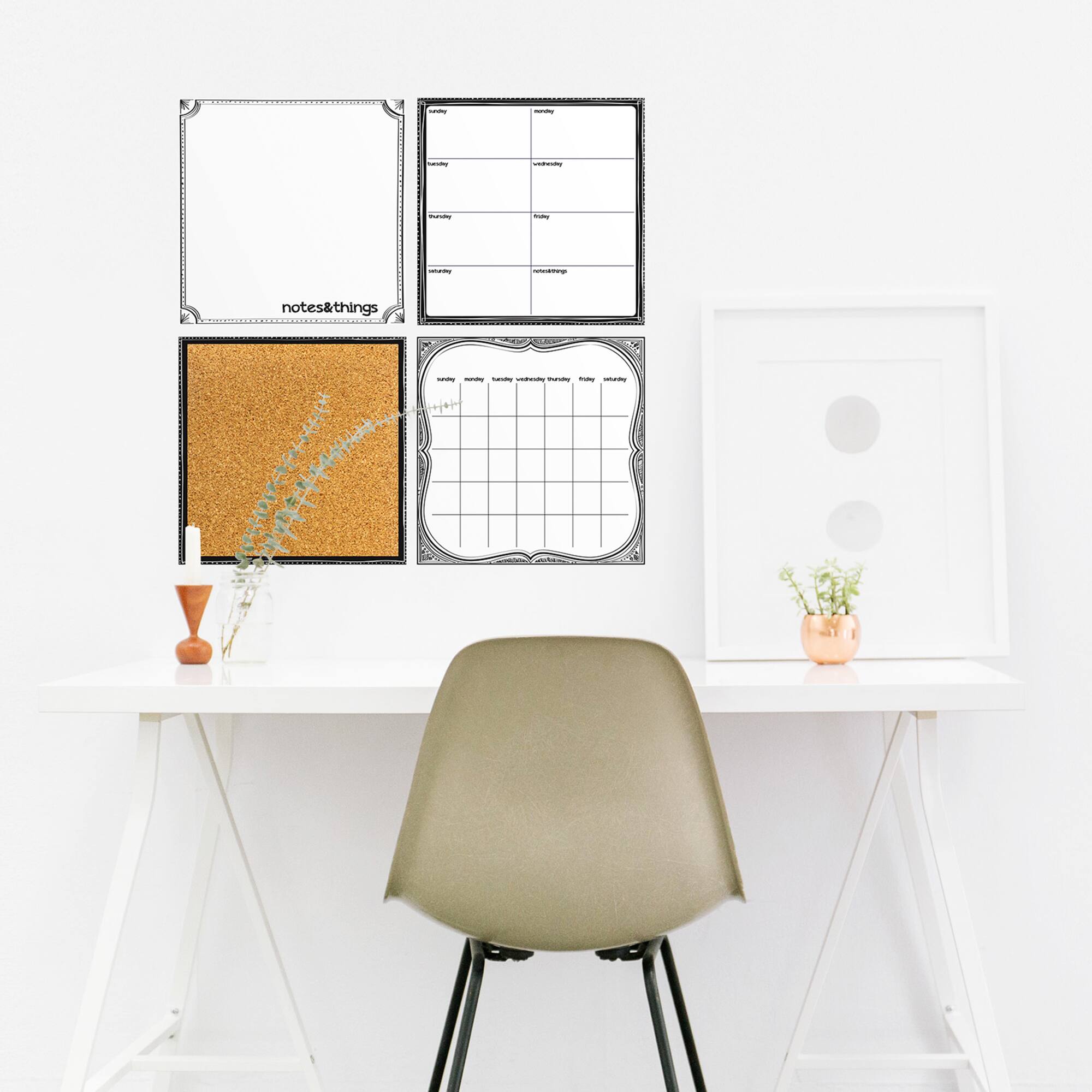 WallPops White Dry Erase Calendar & Corkboard Set